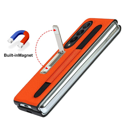 For Samsung Galaxy Z Fold3 5G Litchi Texture Leather Protective Case with Holder & Pen Slot(Red) - Galaxy Phone Cases by buy2fix | Online Shopping UK | buy2fix