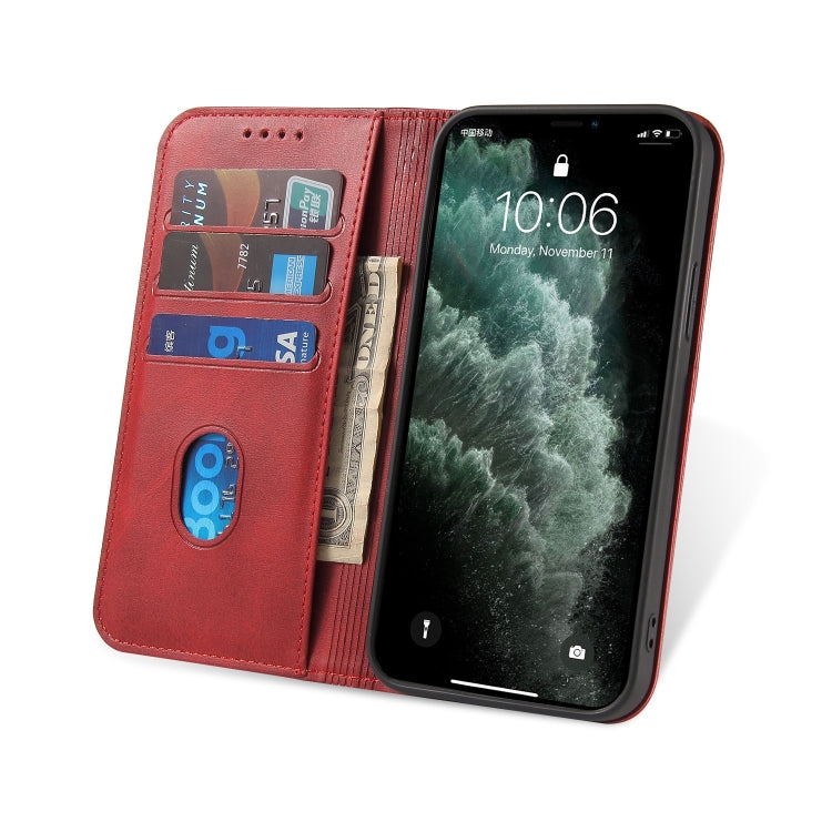 For iPhone 13 mini Calf Texture Magnetic Horizontal Flip Leather Case with Holder & Card Slots & Wallet (Red) by buy2fix