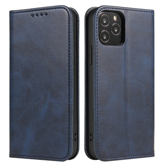 For iPhone 13 mini Calf Texture Magnetic Horizontal Flip Leather Case with Holder & Card Slots & Wallet (Blue) by buy2fix