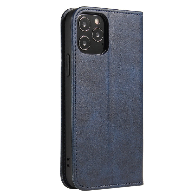 For iPhone 13 mini Calf Texture Magnetic Horizontal Flip Leather Case with Holder & Card Slots & Wallet (Blue) by buy2fix