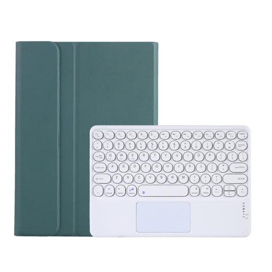 Y0N5-A TPU Tablet Case Lambskin Texture Round Keycap Bluetooth Keyboard Leather Tablet Case with Holder & Touchpad For Xiaomi Pad 5 / 5 Pro(Dark Green) - Xiaomi Keyboard by buy2fix | Online Shopping UK | buy2fix