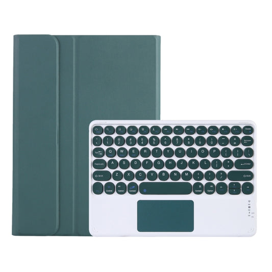 Y0N5-A TPU Tablet Case Lambskin Texture Round Keycap Bluetooth Keyboard Leather Tablet Case with Holder & Touchpad For Xiaomi Pad 5 / 5 Pro(Dark Green + Dark Green) - Xiaomi Keyboard by buy2fix | Online Shopping UK | buy2fix