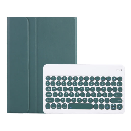 Y0N5 TPU Tablet Case Lambskin Texture Round Keycap Bluetooth Keyboard Leather Tablet Case with Holder For Xiaomi Pad 5 / 5 Pro(Dark Green + Dark Green) by buy2fix