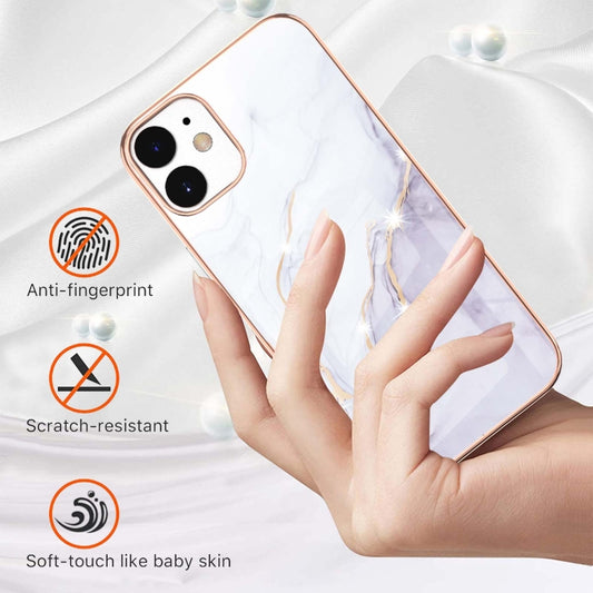 For iPhone 12 / 12 Pro Electroplating Marble Pattern Dual-side IMD TPU Shockproof Case(White 006) by buy2fix