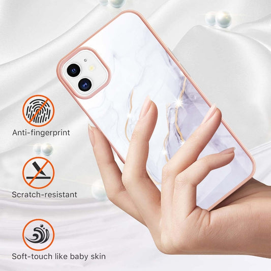 For iPhone 11 Electroplating Marble Pattern Dual-side IMD TPU Shockproof Case (White 006) by buy2fix