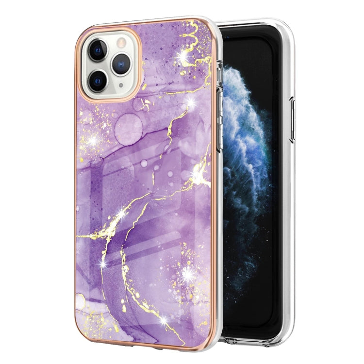 For iPhone 11 Pro Max Electroplating Marble Pattern Dual-side IMD TPU Shockproof Case (Purple 002) by buy2fix