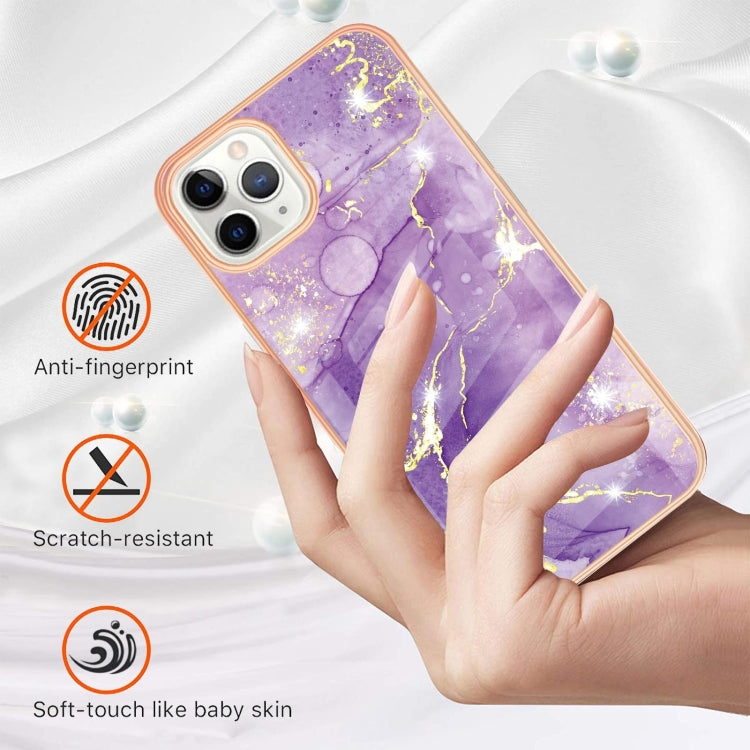 For iPhone 11 Pro Max Electroplating Marble Pattern Dual-side IMD TPU Shockproof Case (Purple 002) by buy2fix