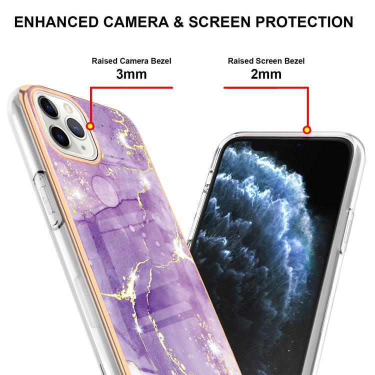 For iPhone 11 Pro Max Electroplating Marble Pattern Dual-side IMD TPU Shockproof Case (Purple 002) by buy2fix