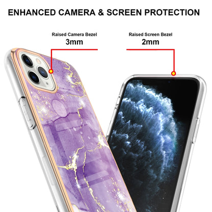 For iPhone 11 Pro Max Electroplating Marble Pattern Dual-side IMD TPU Shockproof Case (Purple 002) by buy2fix