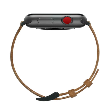 For Apple Watch Ultra 49mm&Watch Ultra 2 49mm / Series 9&8&7 45mm / SE 3&SE 2&6&SE&5&4 44mm / 3&2&1 42mm Oil Wax Genuine Leather Strap Watch Band(Yellow Brown) by buy2fix