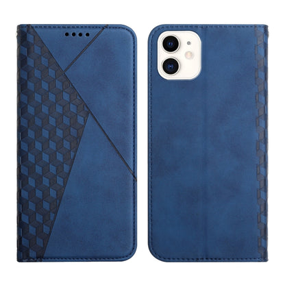 For iPhone 11 Diamond Pattern Splicing Skin Feel Magnetic Horizontal Flip Leather Case with Card Slots & Holder & Wallet (Blue) by buy2fix
