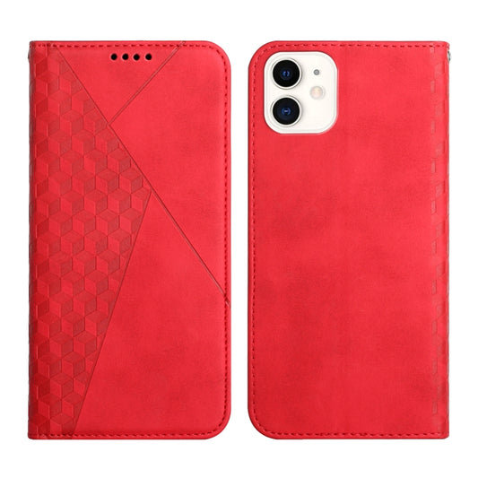For iPhone 11 Diamond Pattern Splicing Skin Feel Magnetic Horizontal Flip Leather Case with Card Slots & Holder & Wallet (Red) by buy2fix