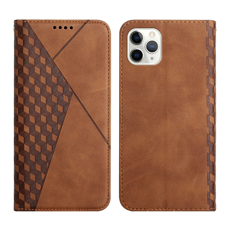 For iPhone 11 Pro Diamond Pattern Splicing Skin Feel Magnetic Horizontal Flip Leather Case with Card Slots & Holder & Wallet (Brown) by buy2fix