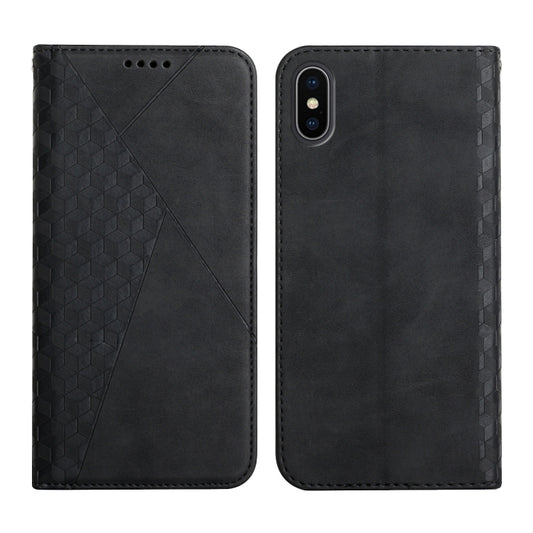 For iPhone XS Max Diamond Pattern Splicing Skin Feel Magnetic Horizontal Flip Leather Case with Card Slots & Holder & Wallet(Black) by buy2fix