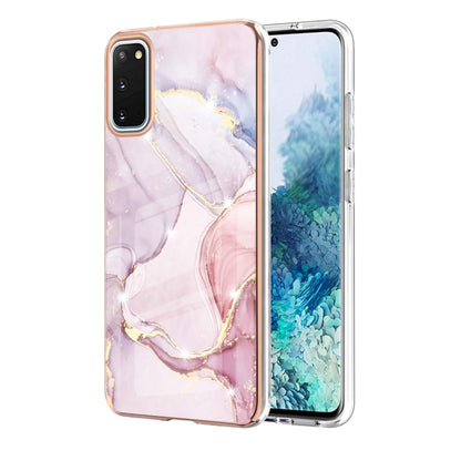 For Samsung Galaxy S20 Electroplating Marble Pattern Dual-side IMD TPU Shockproof Case(Rose Gold 005) by buy2fix