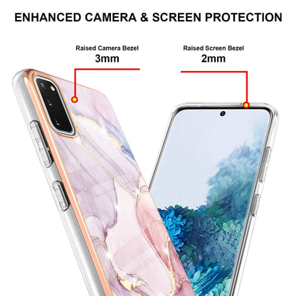For Samsung Galaxy S20 Electroplating Marble Pattern Dual-side IMD TPU Shockproof Case(Rose Gold 005) by buy2fix