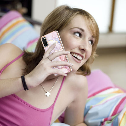 For Samsung Galaxy S20 Electroplating Marble Pattern Dual-side IMD TPU Shockproof Case(Rose Gold 005) by buy2fix