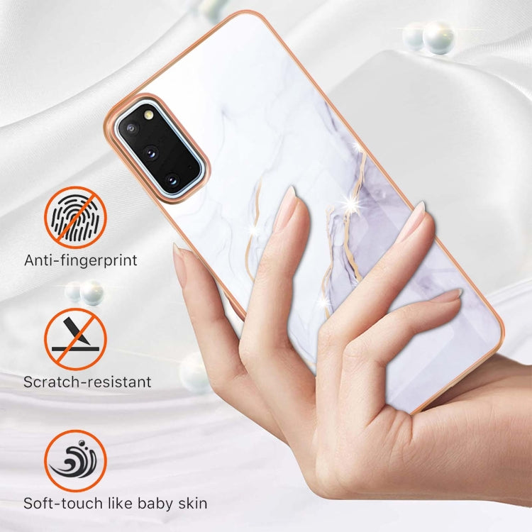 For Samsung Galaxy S20 Electroplating Marble Pattern Dual-side IMD TPU Shockproof Case(White 006) by buy2fix