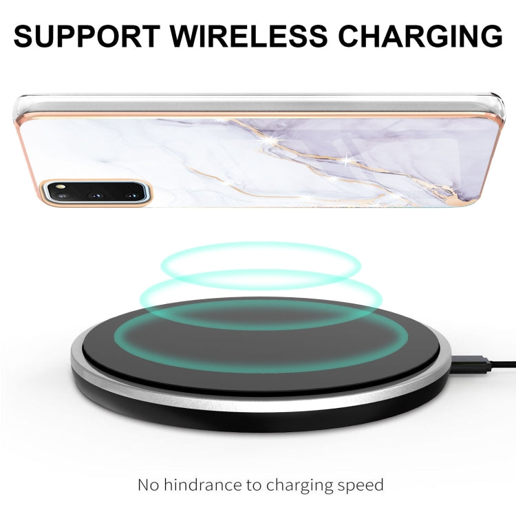 For Samsung Galaxy S20 Electroplating Marble Pattern Dual-side IMD TPU Shockproof Case(White 006) by buy2fix