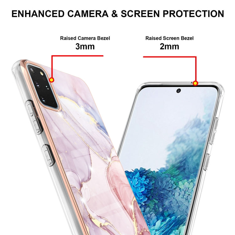 For Samsung Galaxy S20+ Electroplating Marble Pattern Dual-side IMD TPU Shockproof Case(Rose Gold 005) by buy2fix