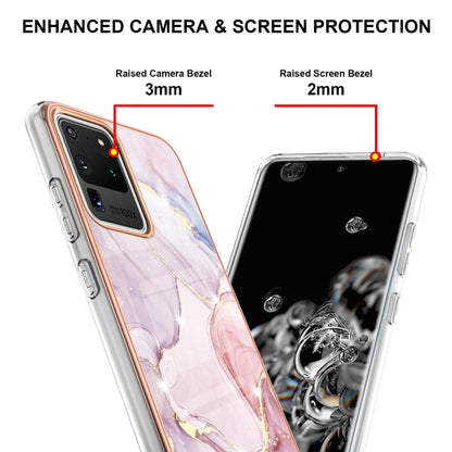 For Samsung Galaxy S20 Ultra Electroplating Marble Pattern Dual-side IMD TPU Shockproof Case(Rose Gold 005) by buy2fix