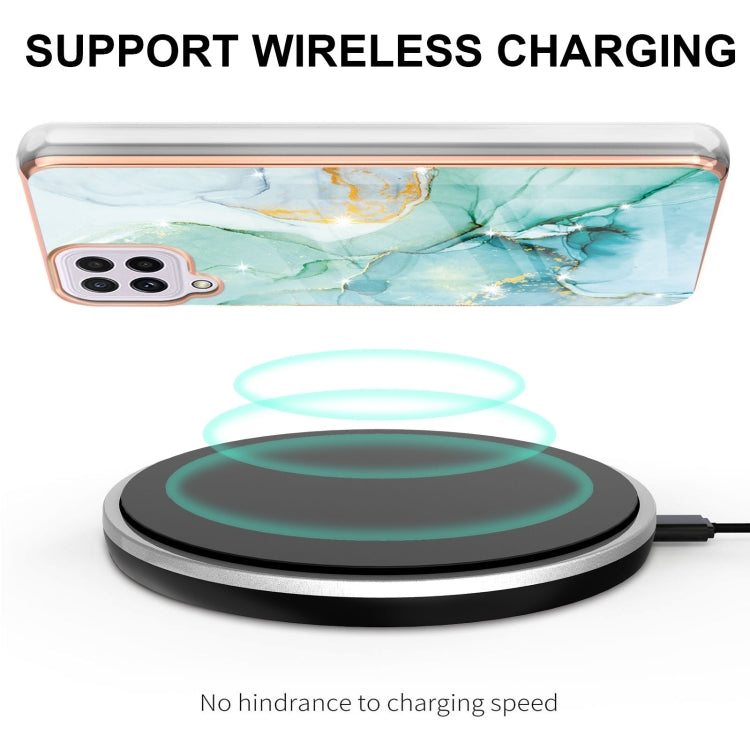 For Samsung Galaxy A22 4G EU Version Electroplating Marble Pattern Dual-side IMD TPU Shockproof Case(Green 003) by buy2fix