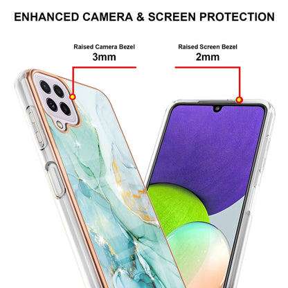 For Samsung Galaxy A22 4G EU Version Electroplating Marble Pattern Dual-side IMD TPU Shockproof Case(Green 003) by buy2fix