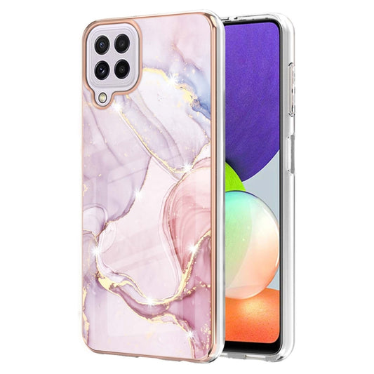 For Samsung Galaxy A22 4G EU Version Electroplating Marble Pattern Dual-side IMD TPU Shockproof Case(Rose Gold 005) by buy2fix