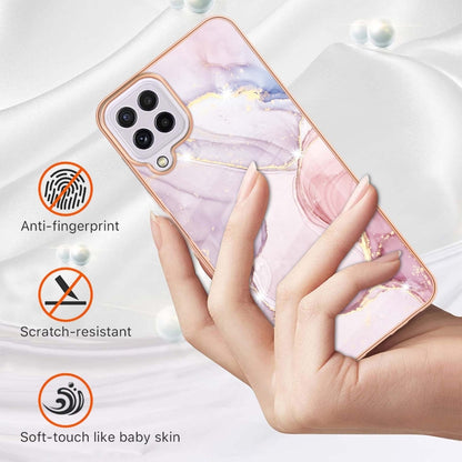 For Samsung Galaxy A22 4G EU Version Electroplating Marble Pattern Dual-side IMD TPU Shockproof Case(Rose Gold 005) by buy2fix