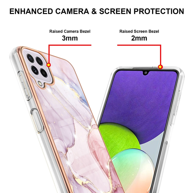 For Samsung Galaxy A22 4G EU Version Electroplating Marble Pattern Dual-side IMD TPU Shockproof Case(Rose Gold 005) by buy2fix