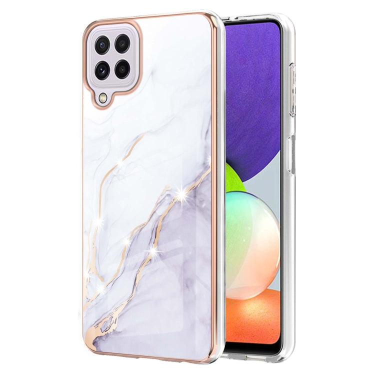 For Samsung Galaxy A22 4G EU Version Electroplating Marble Pattern Dual-side IMD TPU Shockproof Case(White 006) by buy2fix
