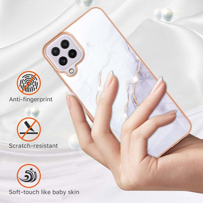 For Samsung Galaxy A22 4G EU Version Electroplating Marble Pattern Dual-side IMD TPU Shockproof Case(White 006) by buy2fix