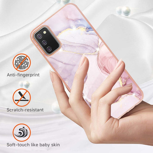 For Samsung Galaxy A02s EU Version Electroplating Marble Pattern Dual-side IMD TPU Shockproof Case(Rose Gold 005) by buy2fix