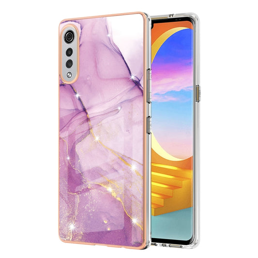 For LG Velvet 5G / 4G Electroplating Marble Pattern Dual-side IMD TPU Shockproof Case(Purple 001) - LG Cases by buy2fix | Online Shopping UK | buy2fix