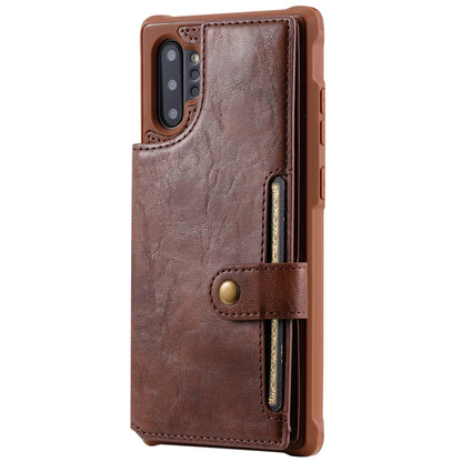 For Galaxy Note 10 Plus Buckle Zipper Shockproof Protective Case with Holder & Card Slots & Wallet & Lanyard & Photos Frame(Coffee) by buy2fix