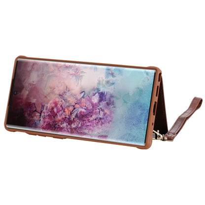 For Galaxy Note 10 Plus Buckle Zipper Shockproof Protective Case with Holder & Card Slots & Wallet & Lanyard & Photos Frame(Coffee) by buy2fix