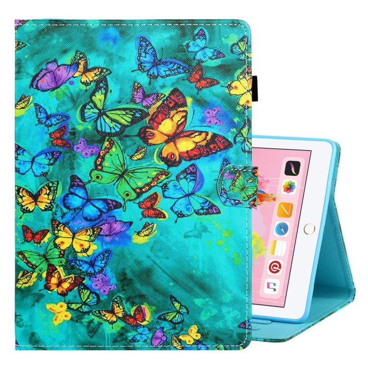 For iPad Air / Air 2 / iPad 9.7 Colored Drawing Horizontal Flip PU Leather Case with Holder & Card Slot & Sleep / Wake-up Function(Green Butterfly) - More iPad Cases by buy2fix | Online Shopping UK | buy2fix