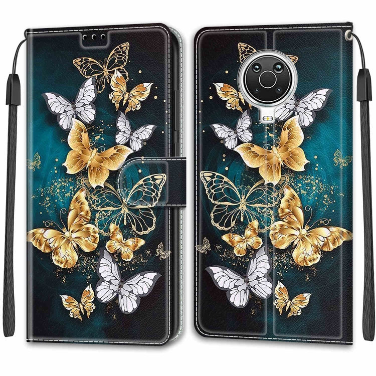 Voltage Coloured Drawing Magnetic Clasp Horizontal Flip PU Leather Case with Holder & Card Slots For Nokia G20 / G10 / 6.3(C20 Gold Silver Flying Butterflies) by buy2fix