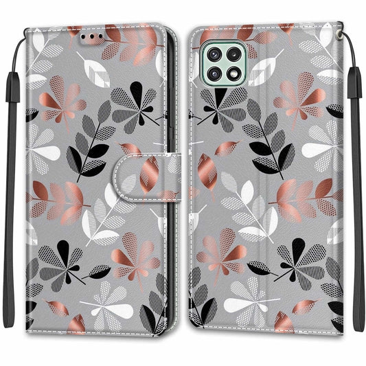 Voltage Coloured Drawing Magnetic Clasp Horizontal Flip PU Leather Case with Holder & Card Slots For Samsung Galaxy A22 5G(C19 Material Flower) by buy2fix
