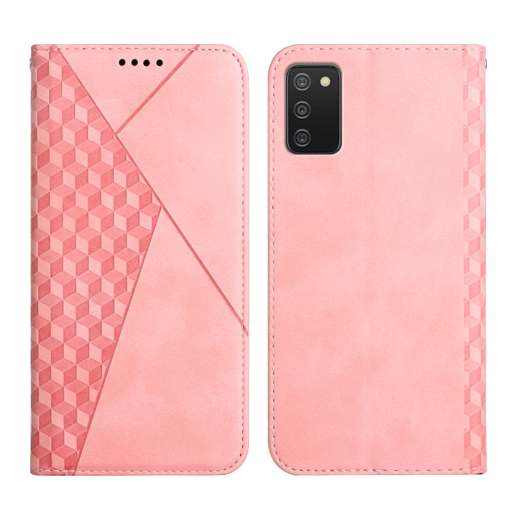 For Samsung Galaxy A02s US Version Diamond Pattern Splicing Skin Feel Magnetic Horizontal Flip Leather Case with Card Slots & Holder & Wallet(Rose Gold) by buy2fix
