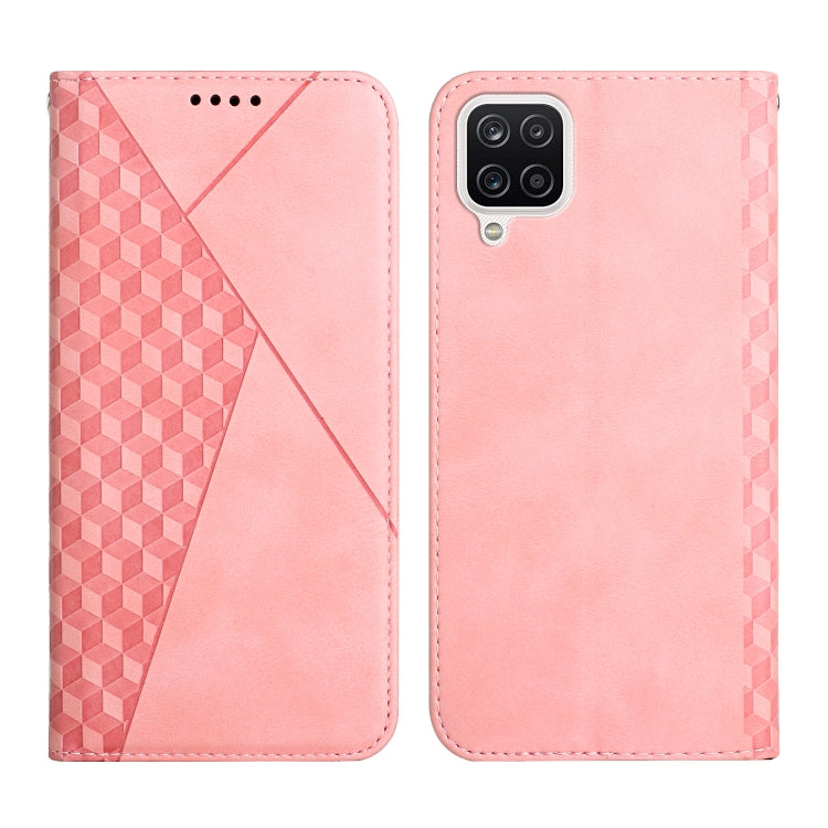 For Samsung Galaxy A22 4G Diamond Pattern Splicing Skin Feel Magnetic Horizontal Flip Leather Case with Card Slots & Holder & Wallet(Rose Gold) by buy2fix
