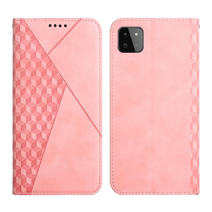 For Samsung Galaxy A22 5G Diamond Pattern Splicing Skin Feel Magnetic Horizontal Flip Leather Case with Card Slots & Holder & Wallet(Rose Gold) by buy2fix