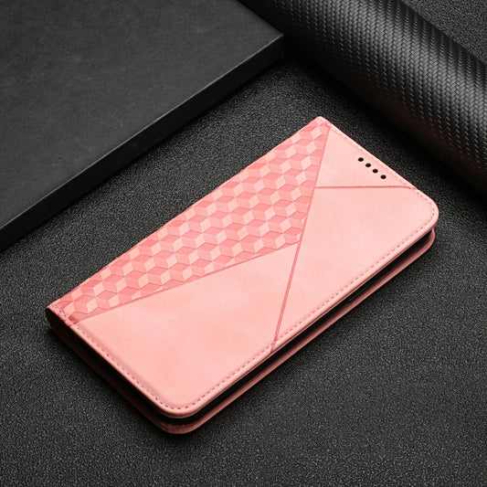For Samsung Galaxy A22 5G Diamond Pattern Splicing Skin Feel Magnetic Horizontal Flip Leather Case with Card Slots & Holder & Wallet(Rose Gold) by buy2fix