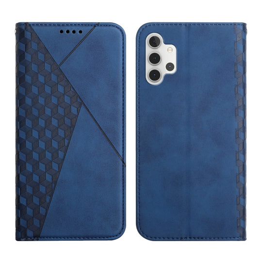 For Samsung Galaxy A32 5G Diamond Pattern Splicing Skin Feel Magnetic Horizontal Flip Leather Case with Card Slots & Holder & Wallet(Blue)