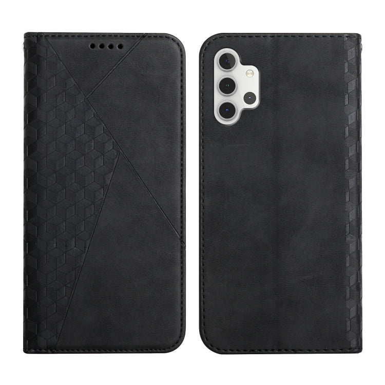 For Samsung Galaxy A32 5G Diamond Pattern Splicing Skin Feel Magnetic Horizontal Flip Leather Case with Card Slots & Holder & Wallet(Black) by buy2fix