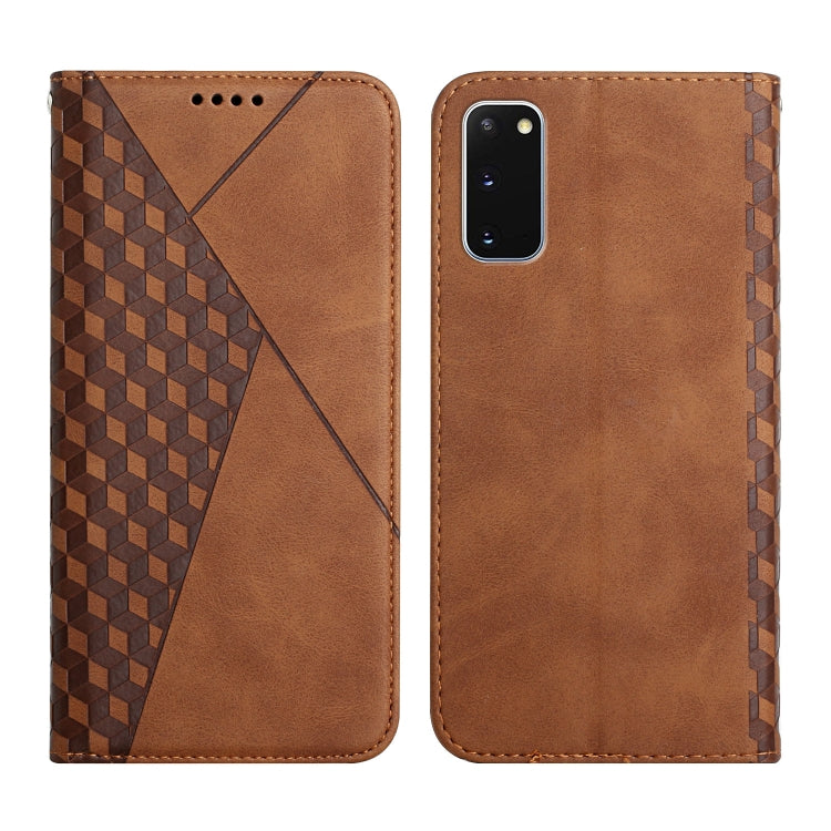 For Samsung Galaxy S20 Diamond Pattern Splicing Skin Feel Magnetic Horizontal Flip Leather Case with Card Slots & Holder & Wallet(Brown) by buy2fix