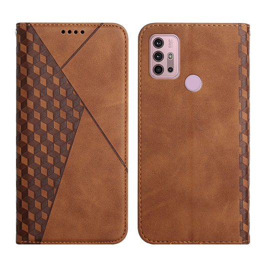 For Motorola Moto G30 / G10 Diamond Pattern Splicing Skin Feel Magnetic Horizontal Flip Leather Case with Card Slots & Holder & Wallet(Brown) by buy2fix