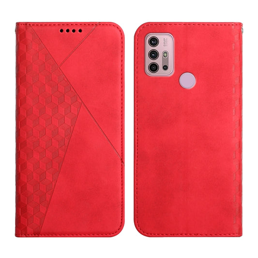 For Motorola Moto G30 / G10 Diamond Pattern Splicing Skin Feel Magnetic Horizontal Flip Leather Case with Card Slots & Holder & Wallet(Red) by buy2fix