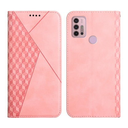 For Motorola Moto G30 / G10 Diamond Pattern Splicing Skin Feel Magnetic Horizontal Flip Leather Case with Card Slots & Holder & Wallet(Rose Gold) by buy2fix