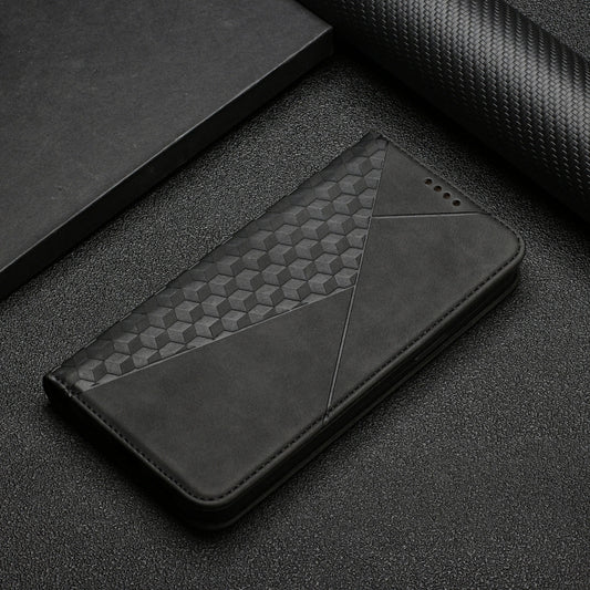For Motorola Moto G30 / G10 Diamond Pattern Splicing Skin Feel Magnetic Horizontal Flip Leather Case with Card Slots & Holder & Wallet(Black) by buy2fix